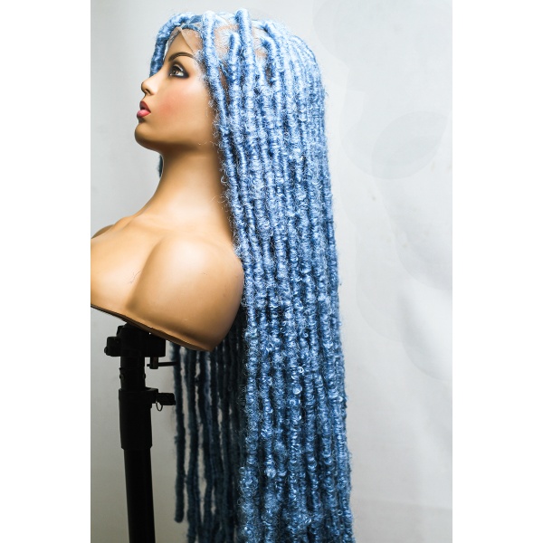 Azure Blue Butterfly locs,Destressed locs