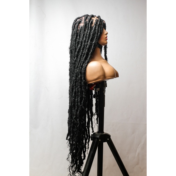 Black Destressed locs,Soft Dreadlocks,Faux Locs ,Full lace 30 inches