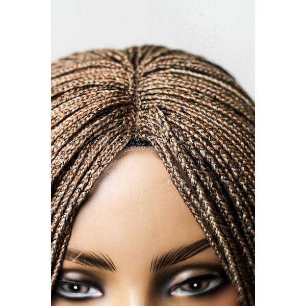 Light Aurbun and 60 Mix Braided Wig,Skinny Box Braids, Closure Wig