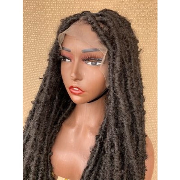 Off Black Distressed Locs Wig, Glueless Color 2 Butterflylocs Wig, 42 inches