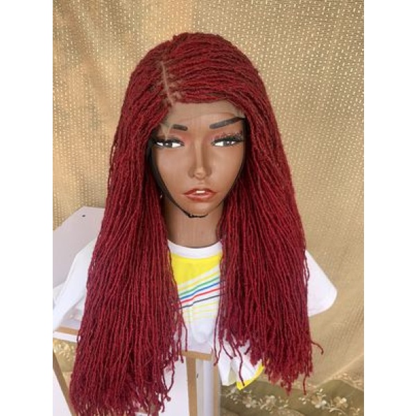 Burgundy Sisterlocs wig, Glueless Sisterlocs Wig, 20 inches