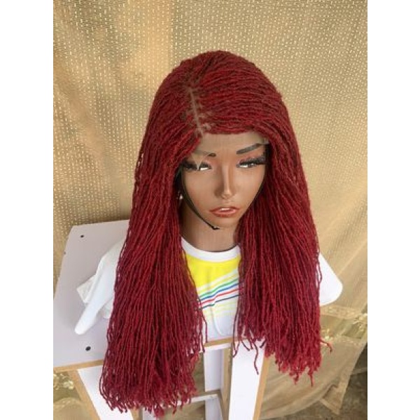 Burgundy Sisterlocs wig, Glueless Sisterlocs Wig, 20 inches