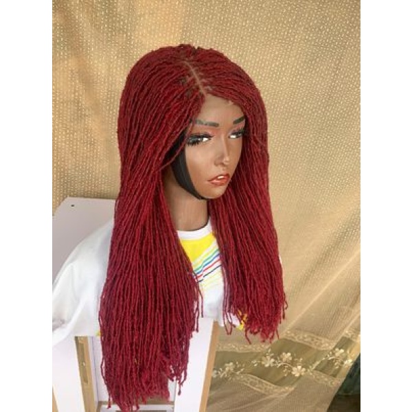 Burgundy Sisterlocs wig, Glueless Sisterlocs Wig, 20 inches