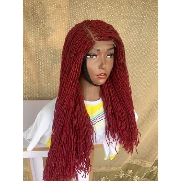 Burgundy Sisterlocs wig, Glueless Sisterlocs Wig, 20 inches