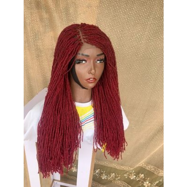 Burgundy Sisterlocs wig, Glueless Sisterlocs Wig, 20 inches