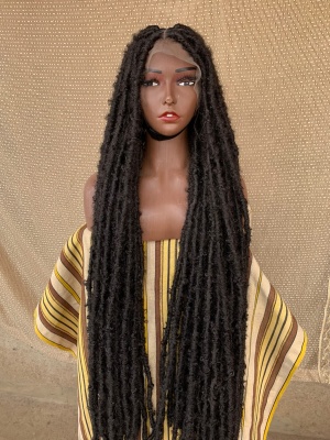 Off Black Distressed Locs Wig, Glueless Color 2 Butterflylocs Wig, 42 inches