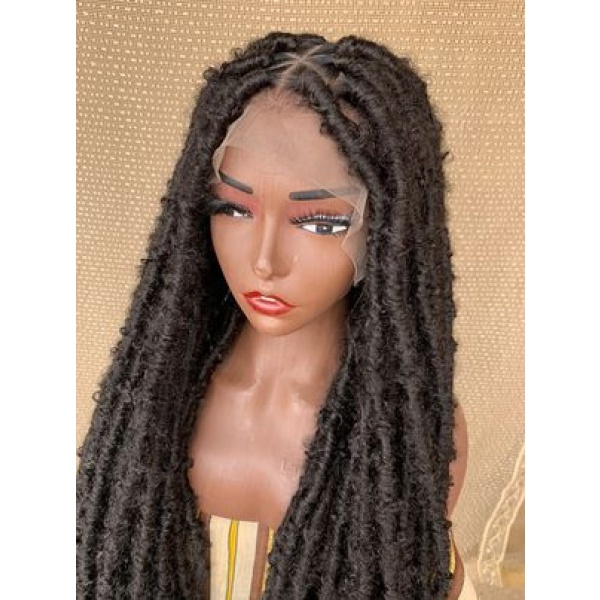 Off Black Distressed Locs Wig, Glueless Color 2 Butterflylocs Wig, 42 inches