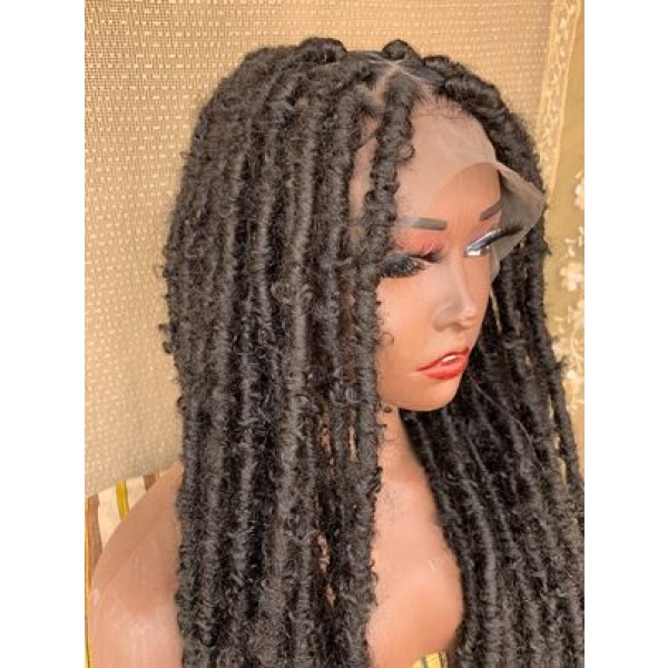 Off Black Distressed Locs Wig, Glueless Color 2 Butterflylocs Wig, 42 inches