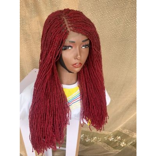 Burgundy Sisterlocs wig, Glueless Sisterlocs Wig, 20 inches