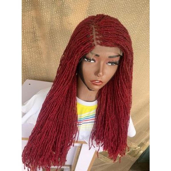 Burgundy Sisterlocs wig, Glueless Sisterlocs Wig, 20 inches