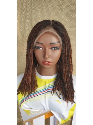 Ombre Human Hair Sisterlocs wig, Ombre30 Sisterlocs, gluess lace wig SisterLocs ombre Dark Brown wig,14 inches