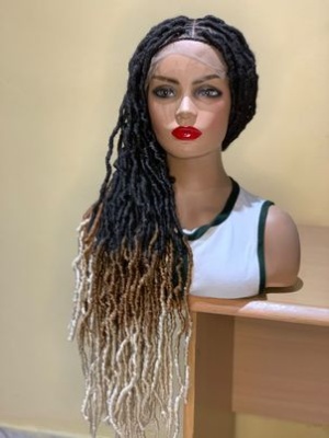 Ombre Soft crinkled locs wig, Ombre blonde Crochet faux locs, gluess lace wig Goddess Locs ombre C15 wig