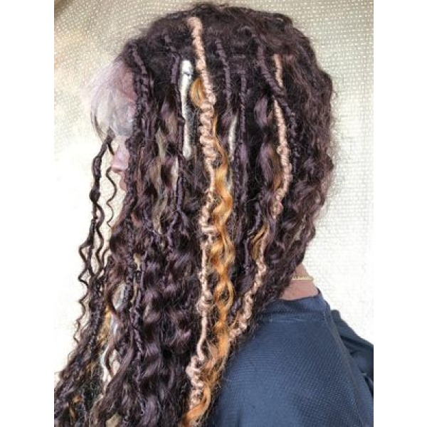 Full lace Human hair boho locs,Goddess locs, Wig for black women