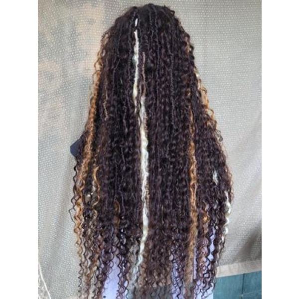 Full lace Human hair boho locs,Goddess locs, Wig for black women