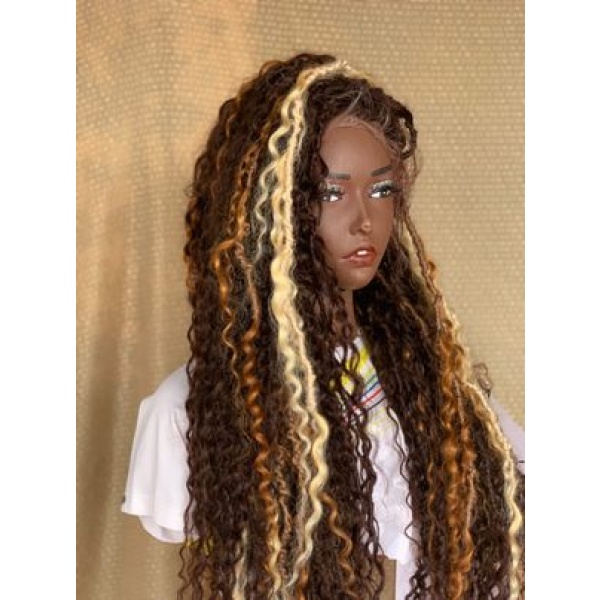 Full lace Human hair boho locs,Goddess locs, Wig for black women