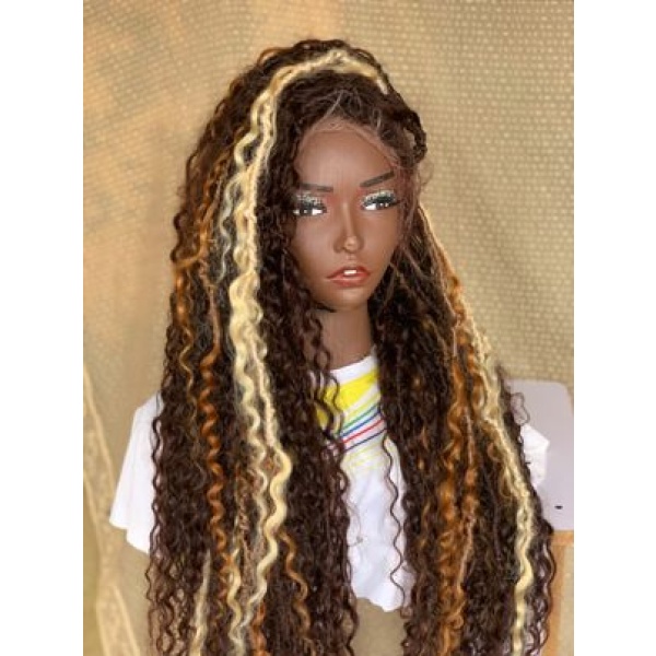 Full lace Human hair boho locs,Goddess locs, Wig for black women