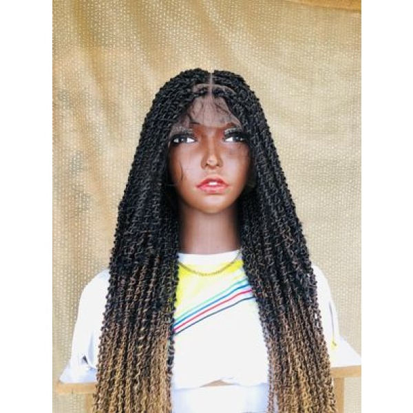 Full Lace Braids wig,Ombre Rope Twist ombre Passion Twists, spring twists, wig for women, free shipping