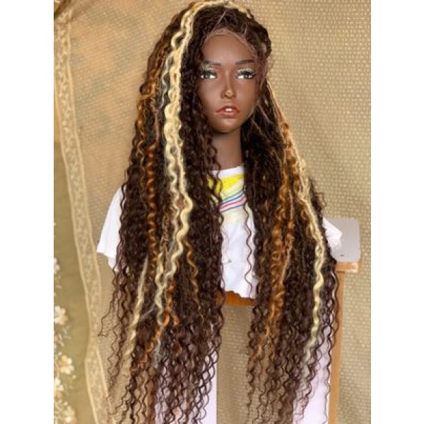 Full lace Human hair boho locs,Goddess locs, Wig for black women