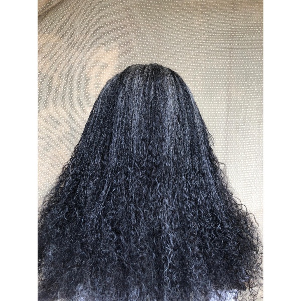 Dyeable Frontal Lace Salt and Pepper Human Hair Micro twist, Human Hair Million Braids , Handmade wig for black women, Braided Wig, free shipping