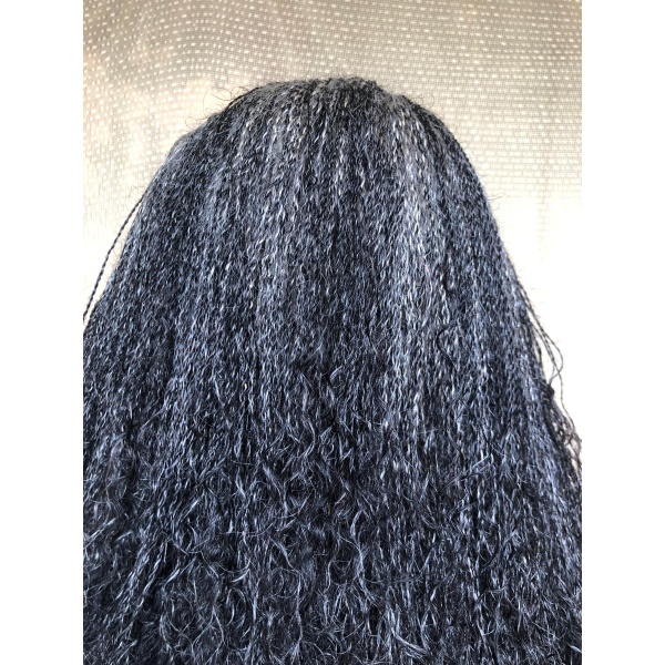 Dyeable Frontal Lace Salt and Pepper Human Hair Micro twist, Human Hair Million Braids , Handmade wig for black women, Braided Wig, free shipping