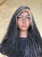 Dyeable Frontal Lace Salt and Pepper Human Hair Micro twist, Human Hair Million Braids , Handmade wig for black women, Braided Wig, free shipping