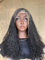 Dyeable Frontal Lace Salt and Pepper Human Hair Micro twist, Human Hair Million Braids , Handmade wig for black women, Braided Wig, free shipping