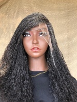 Dyeable Frontal Lace Salt and Pepper Human Hair Micro twist, Human Hair Million Braids , Handmade wig for black women, Braided Wig, free shipping