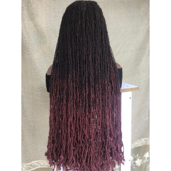 Full lace Ombre 33/35 Synthentic Skinny locs, Sisterlocs, wig for black women, free shipping