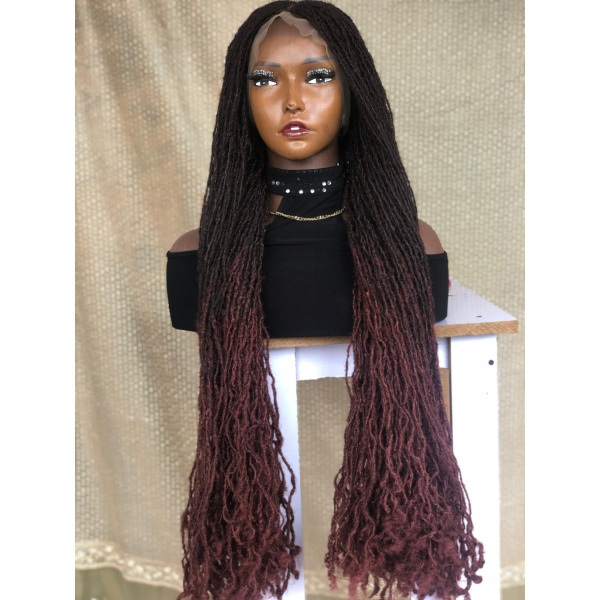 Full lace Ombre 33/35 Synthentic Skinny locs, Sisterlocs, wig for black women, free shipping