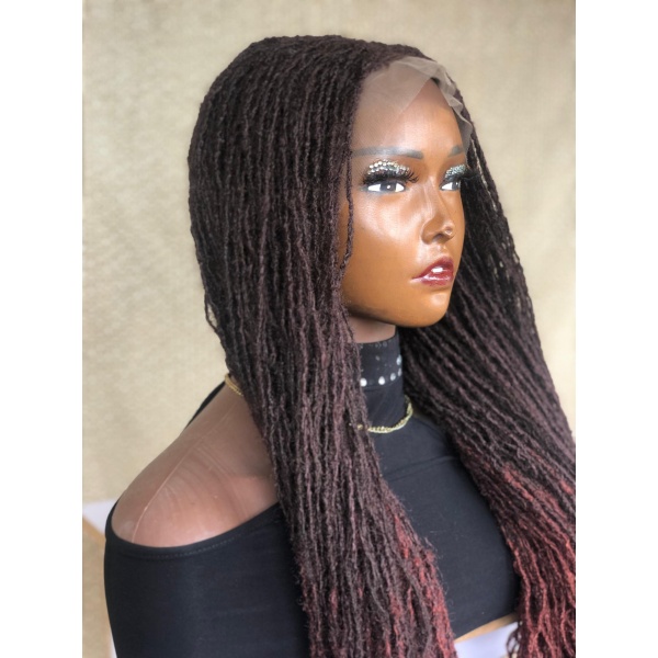 Full lace Ombre 33/35 Synthentic Skinny locs, Sisterlocs, wig for black women, free shipping