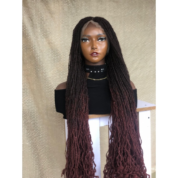 Full lace Ombre 33/35 Synthentic Skinny locs, Sisterlocs, wig for black women, free shipping