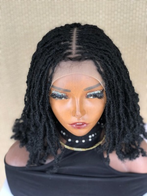 Dyeable Human Hair Full lace layered Bob Skinny locs,Short Hair Sisterlocs, wig for black women, free shipping