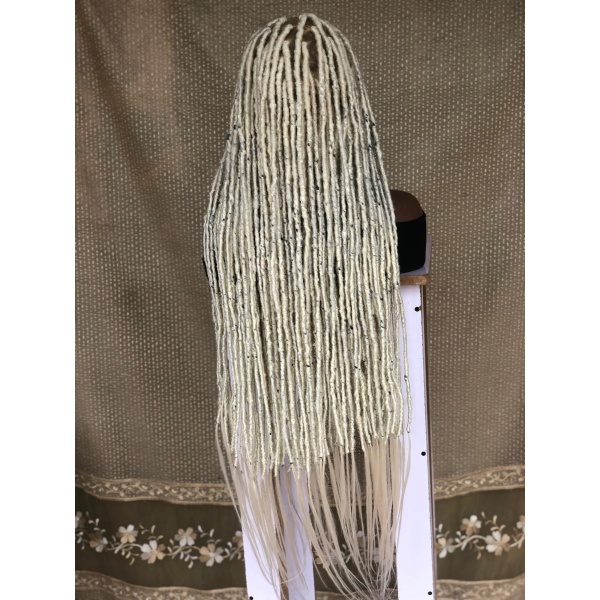 Platinum Blonde Full lace boho locs,Human Hair Goddess locs,Handmade Braided Wig for black women