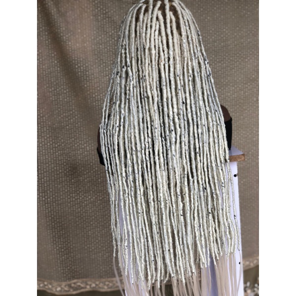 Platinum Blonde Full lace boho locs,Human Hair Goddess locs,Handmade Braided Wig for black women