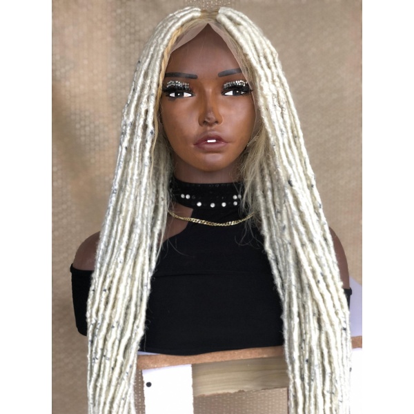 Platinum Blonde Full lace boho locs,Human Hair Goddess locs,Handmade Braided Wig for black women