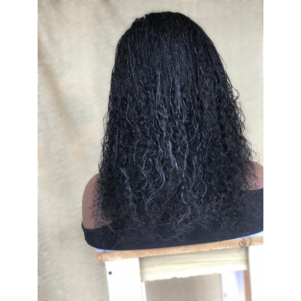 Dyeable Full Lace Salt and Pepper Human Hair Micro twist, Human Hair Million Braids, Handmade wig for black women, Braided Wig, free shipping