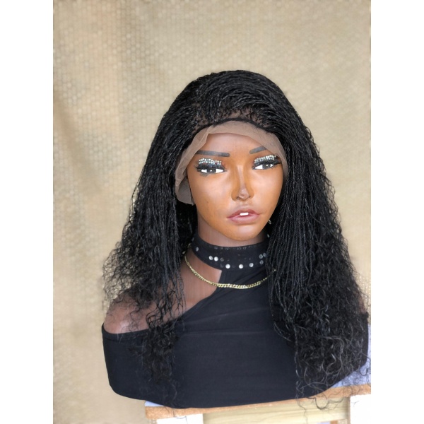 Dyeable Full Lace Salt and Pepper Human Hair Micro twist, Human Hair Million Braids, Handmade wig for black women, Braided Wig, free shipping