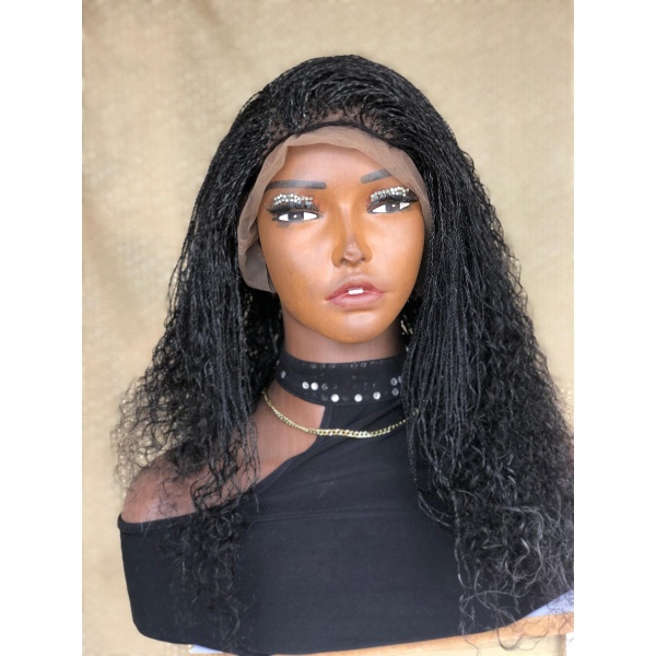 Dyeable Full Lace Salt and Pepper Human Hair Micro twist, Human Hair Million Braids, Handmade wig for black women, Braided Wig, free shipping