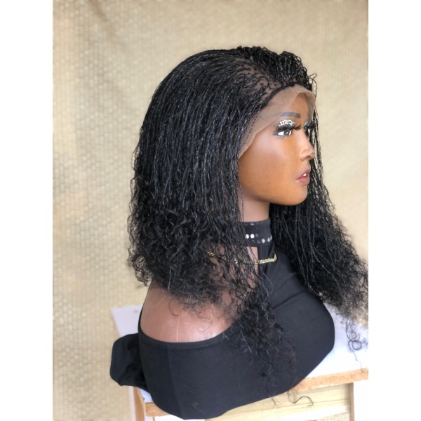 Dyeable Full Lace Salt and Pepper Human Hair Micro twist, Human Hair Million Braids, Handmade wig for black women, Braided Wig, free shipping