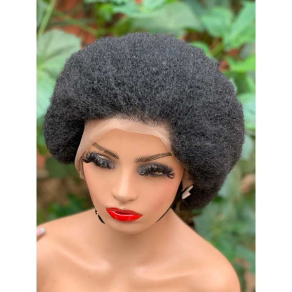 Full Lace Dyeable Human Hair Afro kinky hair, Hand Tied Afro Wig type