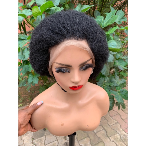 Full Lace Dyeable Human Hair Afro kinky hair, Hand Tied Afro Wig type