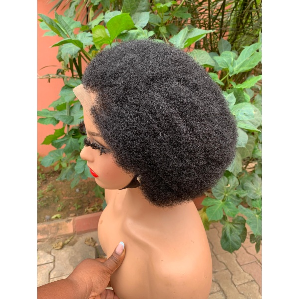 Full Lace Dyeable Human Hair Afro kinky hair, Hand Tied Afro Wig type