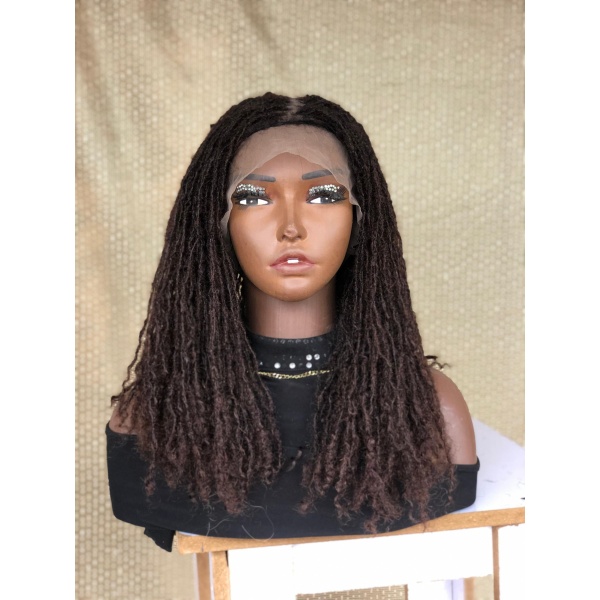 Brown Dyeable Human Hair Full Lace Sister locks DreadLocks wig Braided Wigs, braids wigs, lace wig, sister locs, lace Front wig