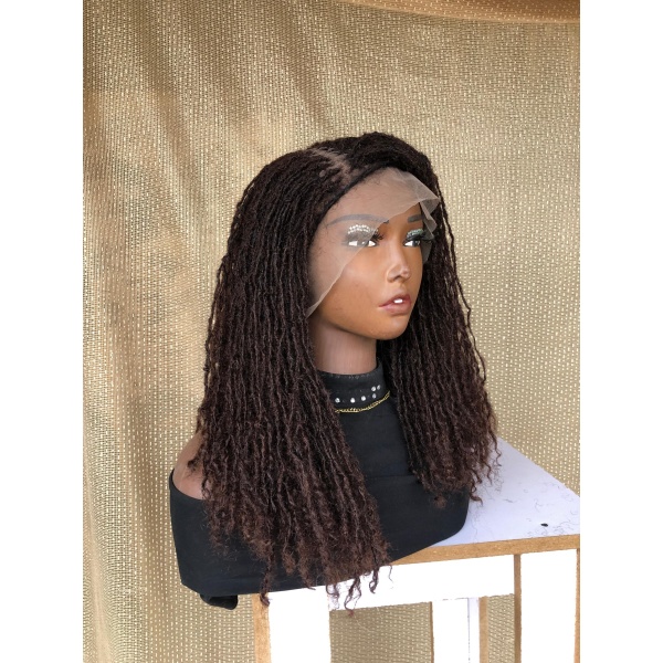 Brown Dyeable Human Hair Full Lace Sister locks DreadLocks wig Braided Wigs, braids wigs, lace wig, sister locs, lace Front wig