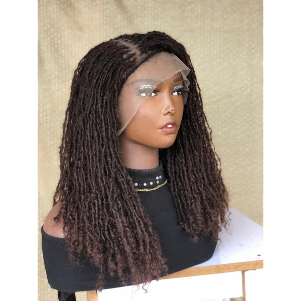 Brown Dyeable Human Hair Full Lace Sister locks DreadLocks wig Braided Wigs, braids wigs, lace wig, sister locs, lace Front wig