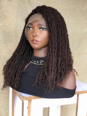 Brown Dyeable Human Hair Full Lace Sister locks DreadLocks wig Braided Wigs, braids wigs, lace wig, sister locs, lace Front wig