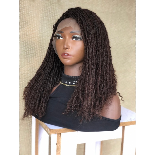 Brown Dyeable Human Hair Full Lace Sister locks DreadLocks wig Braided Wigs, braids wigs, lace wig, sister locs, lace Front wig