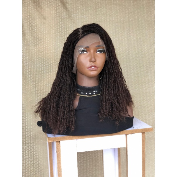 Brown Dyeable Human Hair Full Lace Sister locks DreadLocks wig Braided Wigs, braids wigs, lace wig, sister locs, lace Front wig