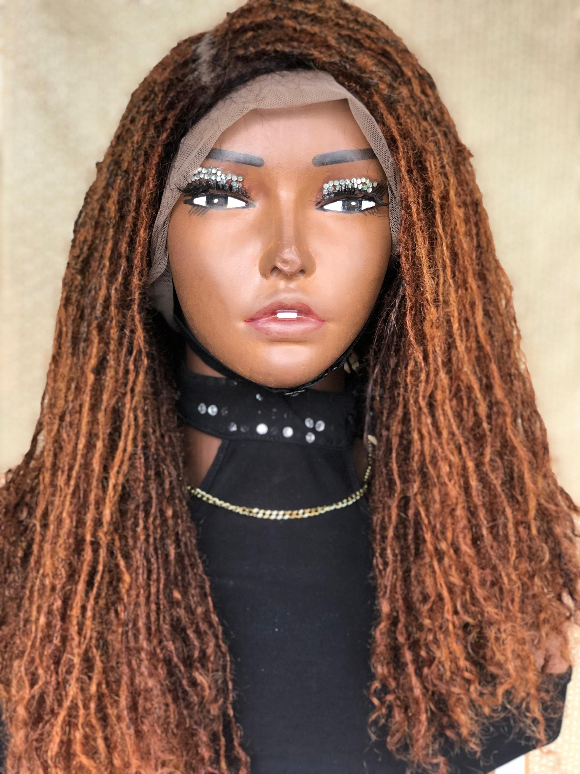 Dyeable Human Hair Full Lace Sister locks DreadLocks wig Braided Wigs, braids wigs, lace wig color 30/33