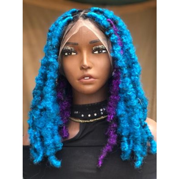 Full lace Braided Wig, Bob distressed locs wig,handmade,braids wig, wig for Black women, butterfly locs,14 inches,free shipping